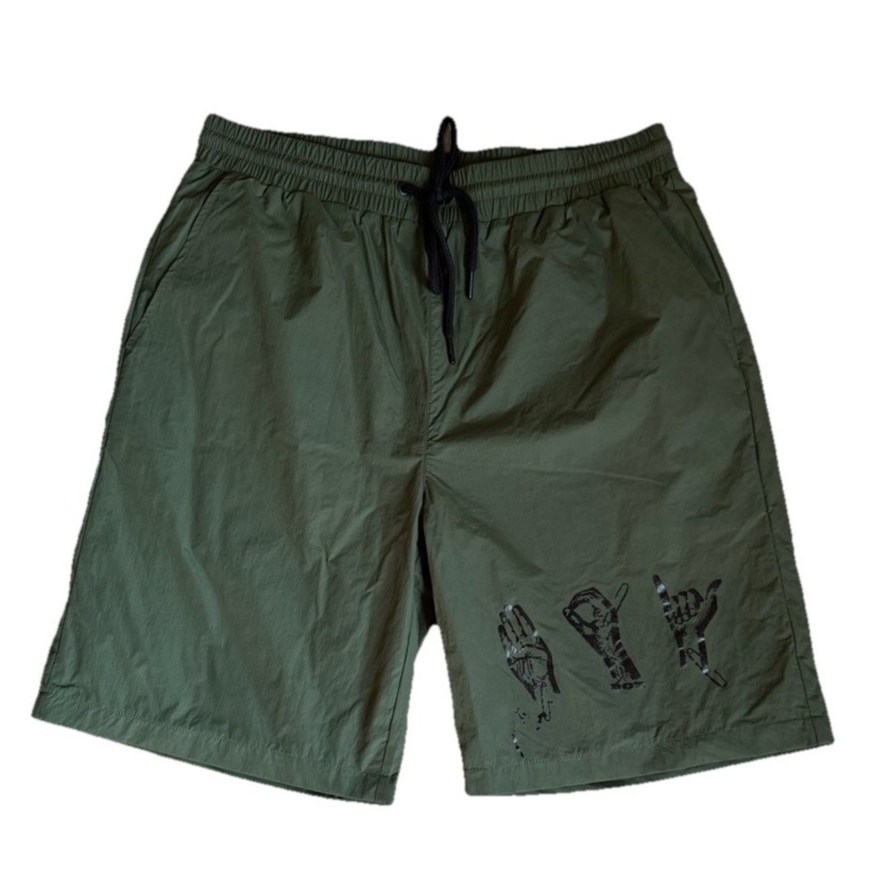 Boy London‎ Men's Shorts Green Size XL Athletic Comfy Weed SIGN LANGUAGE